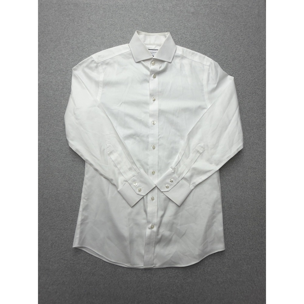 Charles Tyrwhitt Mens Dress Shirt 15 32 White Slim Fit Non Iron Twill Cotton
